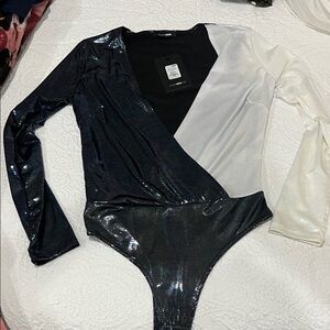 Fashion Nova Black and White Bodysuit